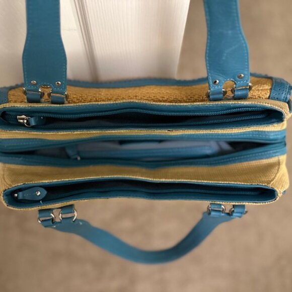 Cole Haan "Megan Straw" Shoulder/Satchel Bag with Leather Trim-VGUC - Picture 9 of 15